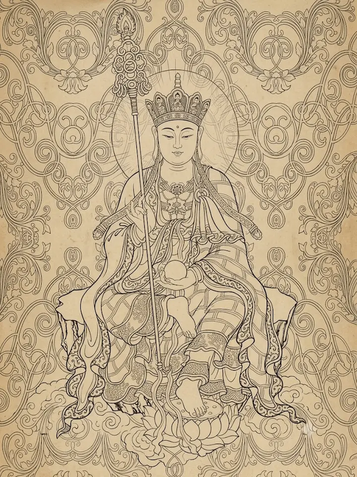 地藏菩薩 白描画像